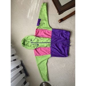 Vintage Casual Club 1990s Pink Purple Lime Color windbreaker Sz Small
